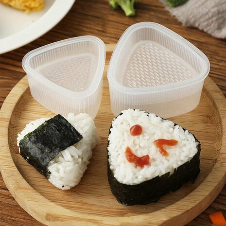 Onigiri Vorm Box - Transparant - Kunststof - 7 x 4 cm - Set van 2 - Met Deksel - Sushi 