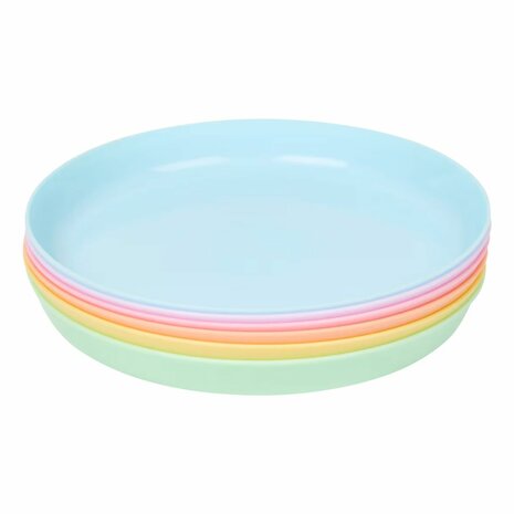 Set van 6 kunststof bordjes in pastelkleuren 1