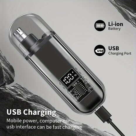 Geschikt voor mannen, USB-oplaadbare neus- en oorhaartrimmer, draagbare elektrische neustondeuse, mini compact , snel opladen3
