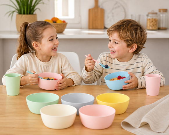 Set kunststof kommetjes in pastelkleuren Jensen set van 6 