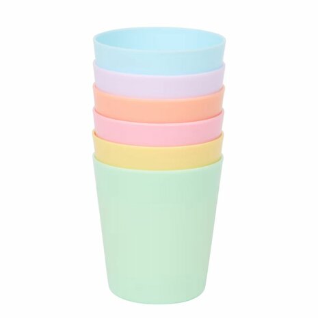 Kunststof bekers Jensen in pastelkleuren set van 6