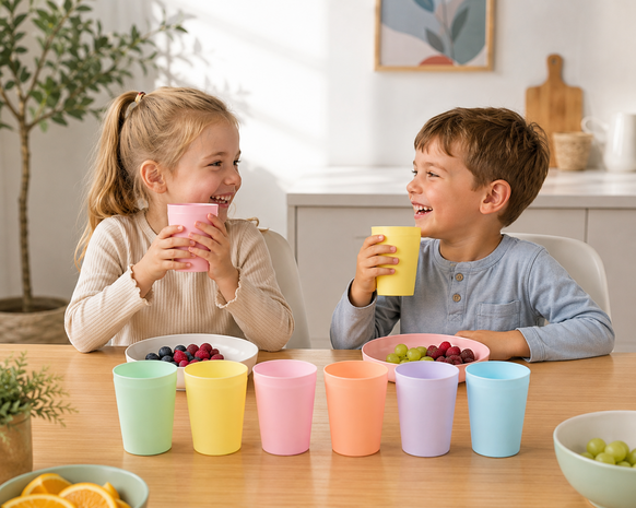Kunststof bekers Jensen in pastelkleuren set van 6