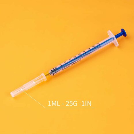 50 stuks laboratoriumspuit met 1 inch naald, individueel verzegeld, transparante spuit met duidelijke maatverdeling, veilige en