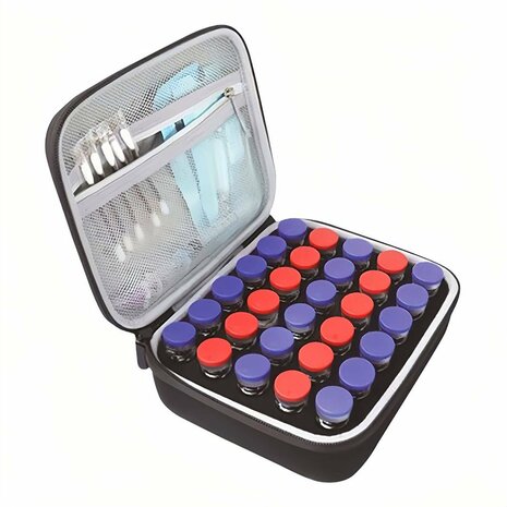 Peptide Flacon Opbergdoos &ndash; EVA Hardcase Organizer voor 10 / 15 / 30 Flacons &ndash; Waterbestendige Beschermcase - Com