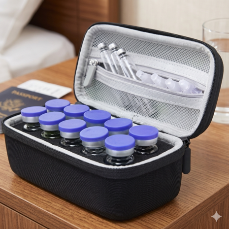 Peptide Flacon Opbergdoos &ndash; EVA Hardcase Organizer voor 10 / 15 / 30 Flacons &ndash; Waterbestendige Beschermcase - Com