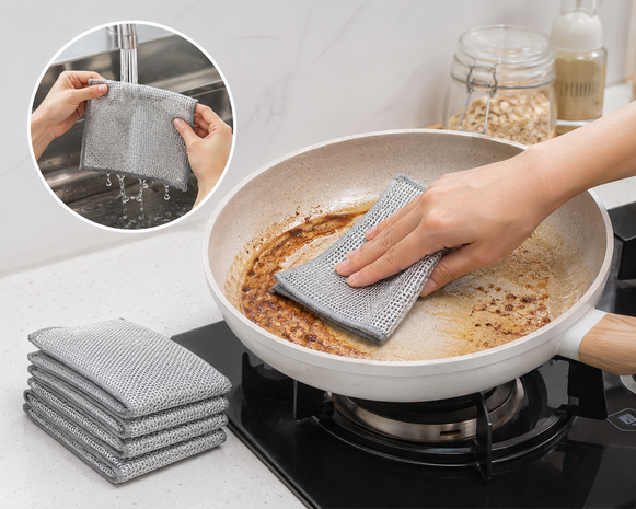 SteelSoft Draadvaatdoek RVS - Zilver - Staal &ndash; Set van 10 &ndash; 20 x 20 cm - vaatdoek - draadvaatdoek - scoonmaakdoek