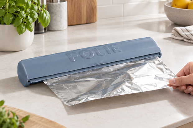 Foliehouder voor Aluminiumfolie, Vershoudfolie en Bakpapier &ndash; Met Snijrand &ndash; 33 cm &ndash; Assorti (Grijs, Blauw of Groen)3