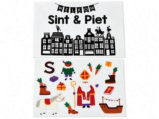 Sint & Piet Raamstickers - Sinterklaas - Multicolor - Kunststof - 2 x A4 (diverse stickers)