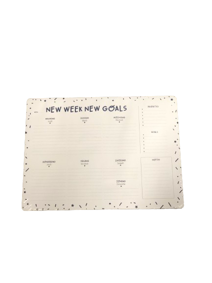 Weekplanner New week / New goals - Memoboard - Wit / Blauw - 33 x 25 cm 2