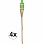 Bamboe tuin fakkel 60 cm - Groen - Tuindecoratie / tuinverlichting - Groene oliefakkels navulbaar - Set van 4