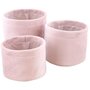 Luxe velvet opberg mandjes DOMINIK - Roze - Polyester - &oslash; 14 x 11 cm / &oslash; 16 x 13 cm / &oslash; 18 x 15 cm - Set v