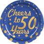 Bordjes MARIO Cheers To 50 Years - Blauw / Goud - Set van 8 - Verjaardag - Feest - Jarig - Eten - 1