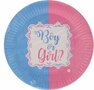 Boy Or Girl Gebak Bordjes - Roze / Blauw - Gender Reveal Party - Karton - &Oslash; 18,5 cm - 8 stuks