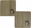 Onderzetters STEN - Koffie patroon - Vierkant - Zwart / Bruin - Hout - 9 x 9 cm - Set van 2