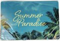 Placemat met palmboom print &quot;Summer Paradise&quot; KOBIE - Lichtblauw / Multicolor - Kunststof - 43 x 28 cm - 4 Stuks 