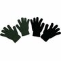 Dames handschoenen effen - Groen / Zwart - Elastaan - Acryl - One Size - Set van 2 paar