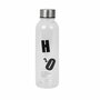Waterfles met tekst &quot;H2O&quot; - Zilver / Transparant - Kunststof / Metaal - 500 ml - tot 80 graden - Fles - Waterfles