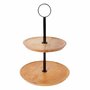 Luxe &eacute;tag&egrave;re 2 verdiepingen - Mango Wood - Licht bruin / Zwart - Metaal / Hout - H 38,5 cm - B 25 cm - Decor - Serveerplank