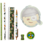 Schrijfwarenset Emoji - SMILEY JUNGLE DINO - Gevulde etui - Schrijfwaren - Groen - Sticky Notes - Potloden - Pen - Gum - Slijpe