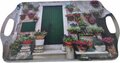 Trendy dienblad DARA met tuin motief - Groen / Multicolor - Kunststof - 38 x 23,5 cm - Dienblad - Serveerblad - Serveren
