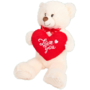 Valentijn Knuffelbeer met hart * LOVE YOU * - Wit / Rood - Polyester - 50 cm - Beer - Valentijnscadeau - Ook in andere kleuren 