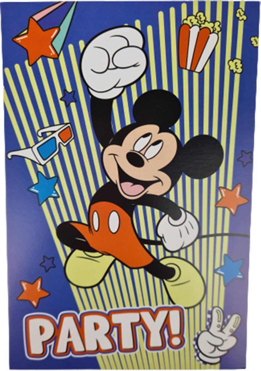 Slagschip Polijsten Soedan Mickey Mouse uitnodiging kaarten jongens - Blauw / Multicolor - Karton /  Papier - 10 x 15 cm - Set van 5 - Red Hart | All You Need Is Low Prices