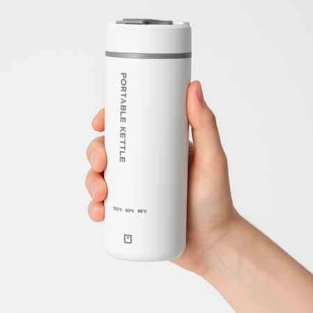 Dé Must-Have voor Reizigers en Kantoor: Draagbare Waterkoker Kookmaatje 450 met RVS & Display Dé Must-Have voor Reizigers en Kantoor: Draagbare Waterkoker Kookmaatje 450 met RVS & Display
