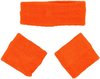 Sport zweetbandjes set - Neon Oranje - Katoen - One Size - 3 stuks - Sporten - Sportaccessoire - Sportkleding