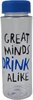 Waterfles met tekst "Great Minds Drink Alike" - Blauw / Transparant - Kunststof - 500 ml - Fles - Waterfles - Dri