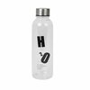 Waterfles met tekst "H2O" - Zilver / Transparant - Kunststof / Metaal - 500 ml - tot 80 graden - Fles - Waterfles