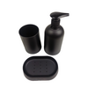 Trendy Zeepdispenser FILIP - Zwart - Kunststof - Set van 3 - Badkamerset -Zeepbakje - Tandenborstelhouder 1