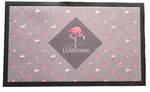 Deurmat met flamingo's met tekst - Grijs / Roze - 75 x 45 cm - Schoonloopmat
