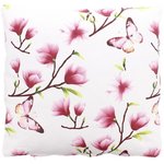 Sierkussenhoes met voorjaarsmotief JOHANNA - Wit / Roze - 40 x 40 cm