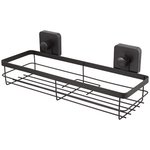 Doucherekje met 2 zuignappen MAURO - Zwart - Metaal - 6 x 34 x 11 cm