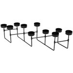 Harmonica theelichthouder set CHANTAL - Zwart - Metaal - 50 x 10 x 12 cm