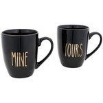 Mine Yours Beker / mokkenset - Zwart / Goud - set van 2 - Giftset