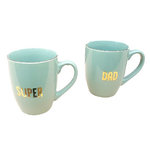 Super Dad Beker / mokkenset - Groen / Goud - set van 2 - Giftset