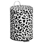 Pedaalemmer met luipaad print FELICITY - Zwart / Wit - h 28 cm - Rond - 5L