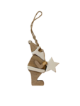 Kersthanger - Kerstman met ster - Bruin / Wit - Hout -