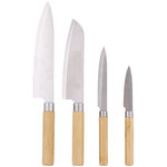 Lowenthal Messenset Met Bamboe Handvat - Zilver - RVS / Bamboe - 4 Stuks