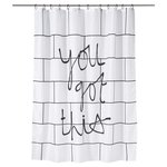 Douchegordijn - You Got This - Zwart / Wit - 180 x 180 cm