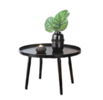 Tafel BRANDON - Zwart - Hout - l 55 x b55 x h40 cm - Salontafel - Bijzettafel - Rond