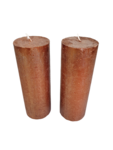Kaars rustiek BAILEY - Koper - Paraffine - Ø 7 x h 19 cm - Set van 2