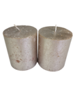 Kaars rustiek BAILEY - Champagne - Paraffine - Ø 6.5 cm x h 8 cm - Set van 2