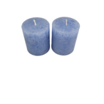 Kaars rustiek BAILEY - Blauw - Paraffine - Ø 6.5 cm x h 8 cm - Set van 2