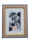 Fotolijst LIEVEN - Blauw / Bruin - Kunststof / Hout - 13 x 18 cm / 10 x 15 cm