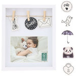  Fotolijst SUZANNE met 3 knijpers - Horizontaal - wit - Hout / Glas - 10 x 15 cm 