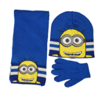 Minions winterset - Model "Smiling Minion" - Handschoenen, sjaal en muts - Blauw - 54 cm