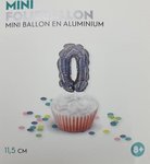 Folieballon / Cijferballon - Zilver - Getal 0 - 11,5 cm Folieballon / Cijferballon - Zilver - Getal 0 - 11,5 cm