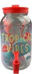 Water tap - Tropical - 6 rietjes & 6 bekers - Roze - Kunststof - 3,5L